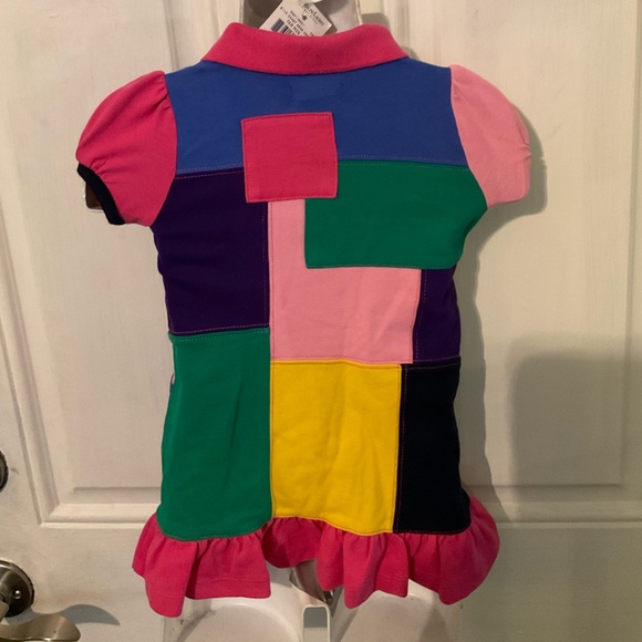 Ralph Lauren Kids Patchwork Polo Dress - Pink, Green, Blue, Yellow, Purple - Picture 2 of 8
